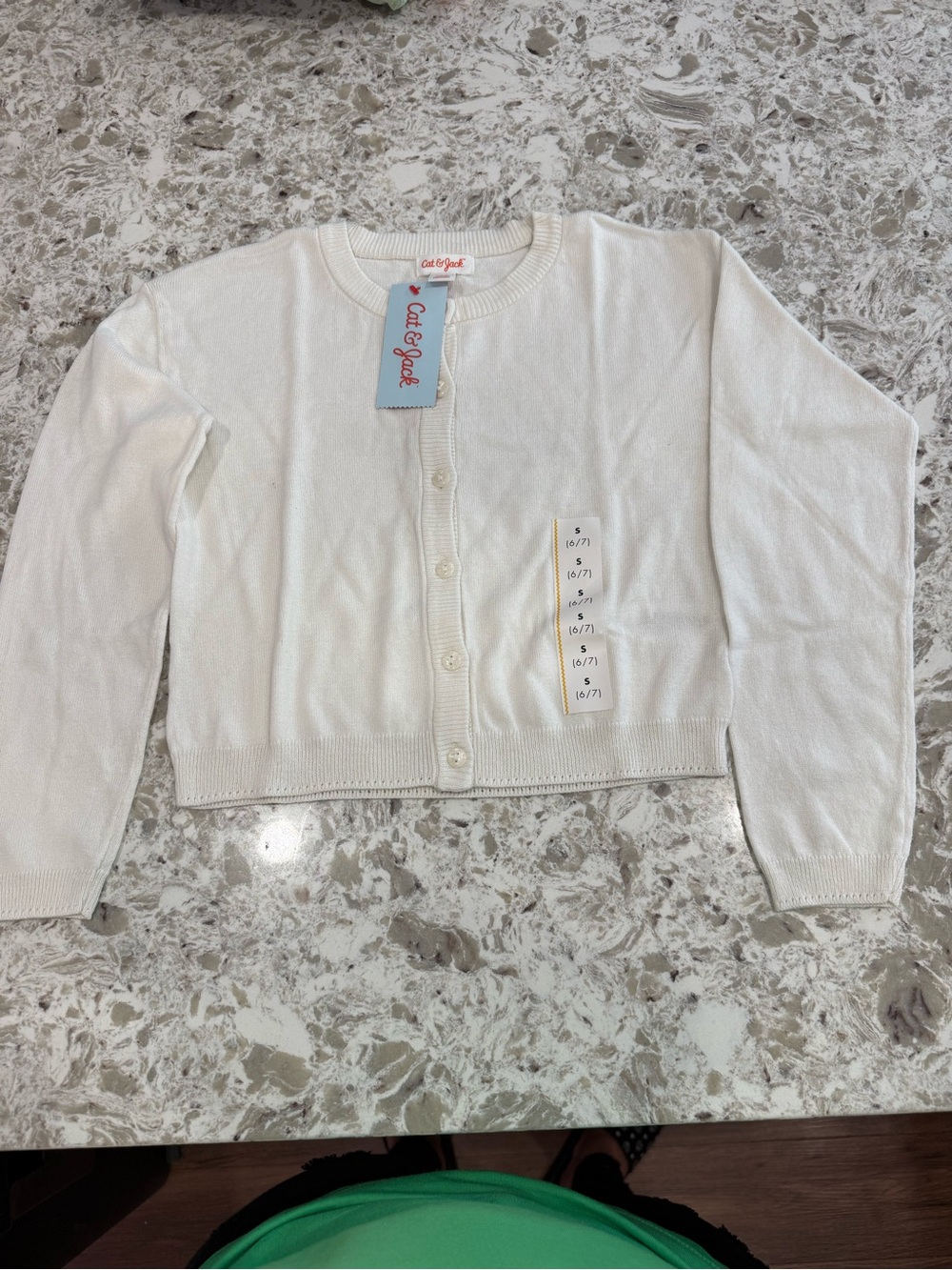 Cat & Jack White Cropped Button-Front Cardigan